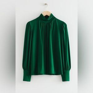 H&M Mock Neck Satin Blouse